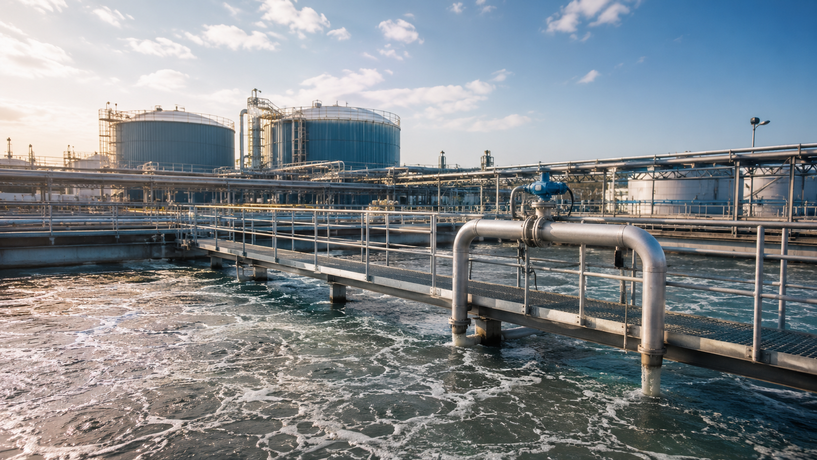Industrial wastewater process pipes and separator vessels